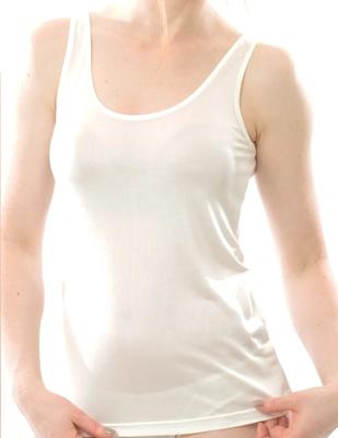 Zijden longtop Alkena Kleur Gebroken wit Maat Large