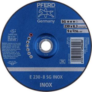 PFERD 62223832 E 230-8 SG INOX Afbraamschijf gebogen Diameter 230 mm Boordiameter 22.23 mm RVS 10 stuk(s)