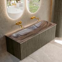 Badmeubel Mondiaz Kurve-Dlux | 120 cm | Meubelkleur Shadow | Wastafelkleur Sombra | Solid surface | Wasbak midden spoelbak | Zonder kraangat(en)