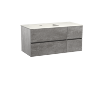 Storke Edge zwevend badmeubel 110 x 52 cm beton donkergrijs met Mata asymmetrisch linkse wastafel in mat witte solid surface - thumbnail