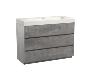 Storke Edge staand badmeubel 120 x 52 cm beton donkergrijs met Mata High enkele wastafel in mat witte solid surface