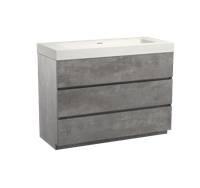 Storke Edge staand badmeubel 120 x 52 cm beton donkergrijs met Mata High enkele wastafel in mat witte solid surface