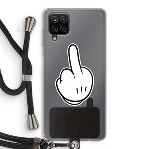 Middle finger white: Samsung Galaxy A12 Transparant Hoesje met koord