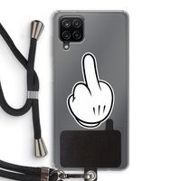 Middle finger white: Samsung Galaxy A12 Transparant Hoesje met koord
