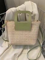 Casual Leather Straw Stitching Clutch Urban Vacation Women's Messenger Bag