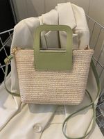 Casual Leather Straw Stitching Clutch Urban Vacation Women's Messenger Bag - thumbnail