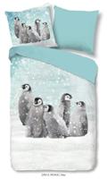 Good Morning Kinderdekbedovertrek "pinguins" - Blauw - (135x200 cm) - Katoen Flanel