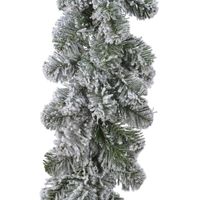 1x Groene dennenslinger kerstslingers met sneeuw 270 cm   - - thumbnail