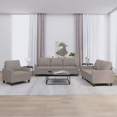 3-delige Loungeset met kussens stof taupe