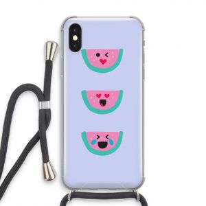 Smiley watermeloen: iPhone X Transparant Hoesje met koord
