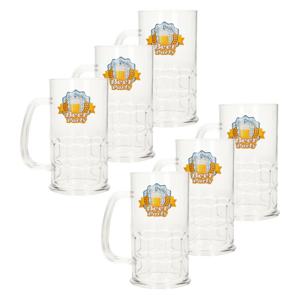 Oktoberfest bierpullen/bierglazen - 6x - stevig kunststof - transparant - 500 ml