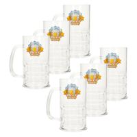 Oktoberfest bierpullen/bierglazen - 6x - stevig kunststof - transparant - 500 ml