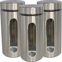 4x stuks voedsel bewaren keuken voorraad pot - zilver metaal - deksel - 1900 ml