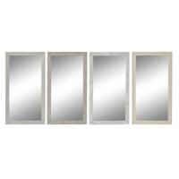 Wandspiegel DKD Home Decor Wit Beige Donker grijs 36 x 2 x 66 cm (4 Stuks)