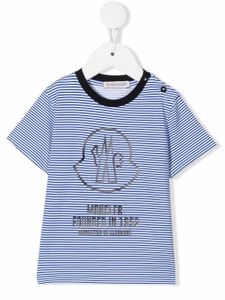 Moncler Enfant t-shirt à logo imprimé - Bleu