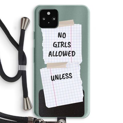No Girls Allowed Unless: Pixel 5a 5G Transparant Hoesje met koord