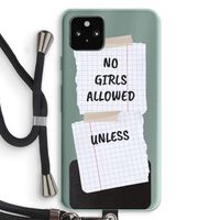 No Girls Allowed Unless: Pixel 5a 5G Transparant Hoesje met koord