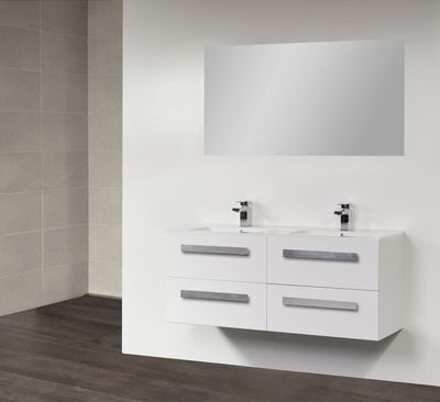 Badkamermeubel Exclusive Pisa 120 cm (4 lades, 2 uitsparing) Wit