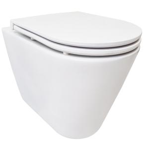 Rimless Wandcloset BSW Astev Wit Met Flatline Toiletzitting Softclose En Quick Release Mat Wit Boss & Wessing