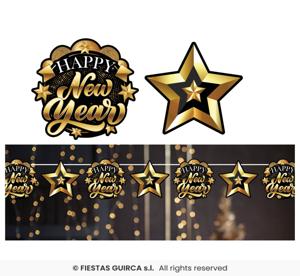 Elegante Happy New Year Slinger Zwart/Goud (3m)