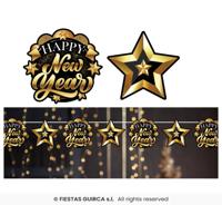 Elegante Happy New Year Slinger Zwart/Goud (3m)