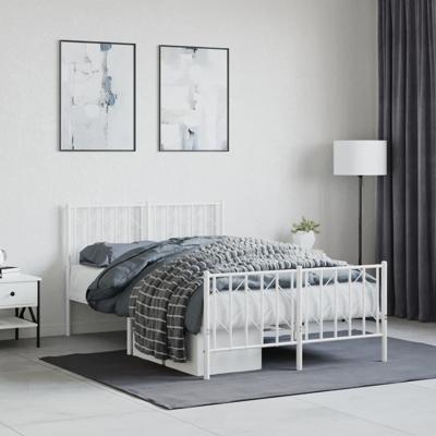 Bedframe met hoofd- en voeteneinde metaal wit 120x190 cm