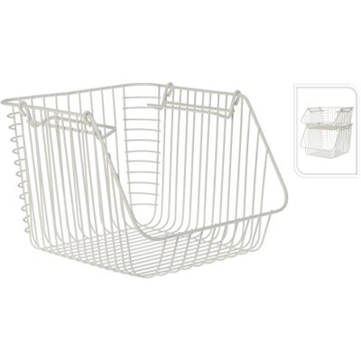 Opbergmandje - wit - stapelbaar - 29 x 27 x 21 cm - Opbergmanden - opruim mandjes