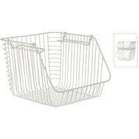 Opbergmandje - wit - stapelbaar - 29 x 27 x 21 cm - Opbergmanden - opruim mandjes