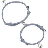 Armband set met magneet Koppel armband Grijs Armband unisex - Romantisch cadeau - Vriendschapsarmband - thumbnail