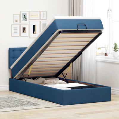 Ottoman bed met matras 80x200cm stof blauw