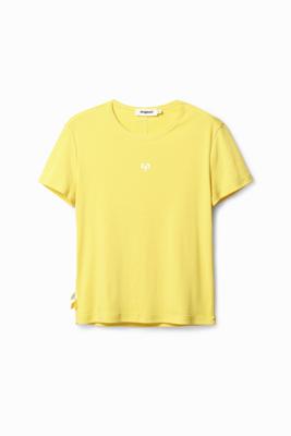 Basic T-shirt met hart - YELLOW - M