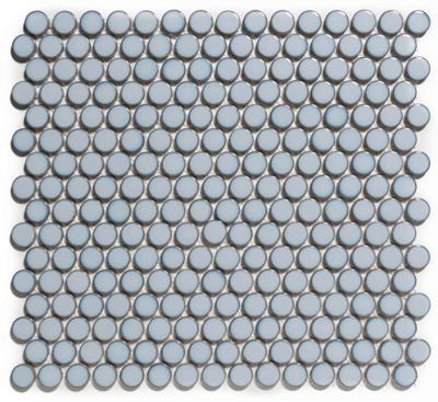 The Mosaic Factory Venice Pennyround Mozaiek Tegel Rond - Blauw Grijs met rand Porselein Geglazuurd 315x294 mm