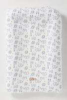 Katoenen hoes voor aankleedkussen ivoor met print