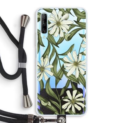Wit bloemenpatroon: Huawei P Smart Pro Transparant Hoesje met koord