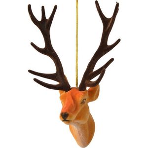 1x Kerstboomhangers bruine herten 13 cm kerstversiering