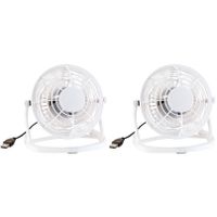 Set van 2x stuks mini bureau ventilator wit USB 14 cm