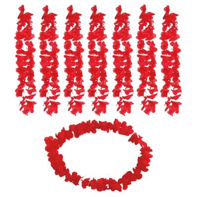 Hawaii bloemen krans/slinger - 8x stuks - rood - kind/volwassenen - verkleed tropische bloemen sling