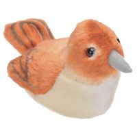 Pluche nachtegaal knuffel vogel met geluid 13 cm speelgoed - thumbnail