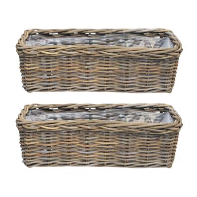 VD Leeden Opbergmand Klassiek - 2x - bruin - rechthoek?- 60 x 23 x 20 cm - rotan - gevlochten riet
