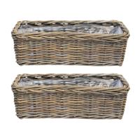 VD Leeden Opbergmand Klassiek - 2x - bruin - rechthoek?- 60 x 23 x 20 cm - rotan - gevlochten riet