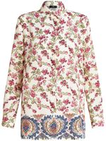 ETRO chemise en soie à mélange d'imprimés - Blanc