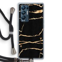 Gouden marmer: Oppo Find X3 Neo Transparant Hoesje met koord