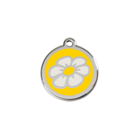 Daisy Flower Yellow roestvrijstalen hondenpenning small/klein dia. 2 cm - RedDingo - thumbnail