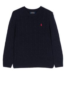 POLO RALPH LAUREN KIDS pull en maille torsadée à logo brodé - Bleu