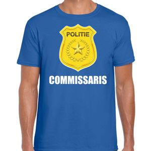 Commissaris politie embleem t-shirt blauw voor heren