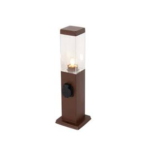 QAZQA Buitenlamp roestbruin 45 cm met stopcontact IP44 - Malios