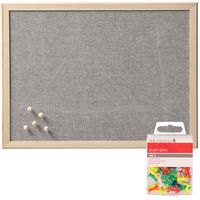 Prikbord incl. 40x punaises gekleurd - textiel - 40 x 60 cm - lichtgrijs