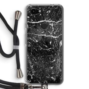 Zwart marmer: Pixel 3a Transparant Hoesje met koord