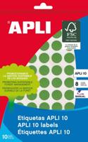 Apli ronde etiketten in etui diameter 19 mm, geassorteerde kleuren, 100 stuks, 20 per blad (7109)