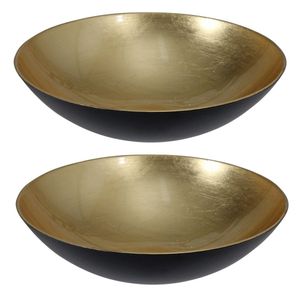 2x stuks kunststof decoratie schalen/fruitschalen goud rond D28 cm